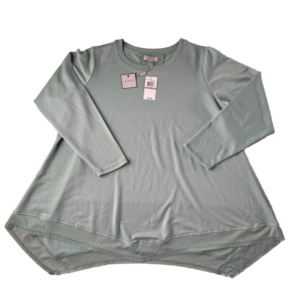 Cupio Long Sleeve Asymmetrical Hem 1X Mint Green NWT